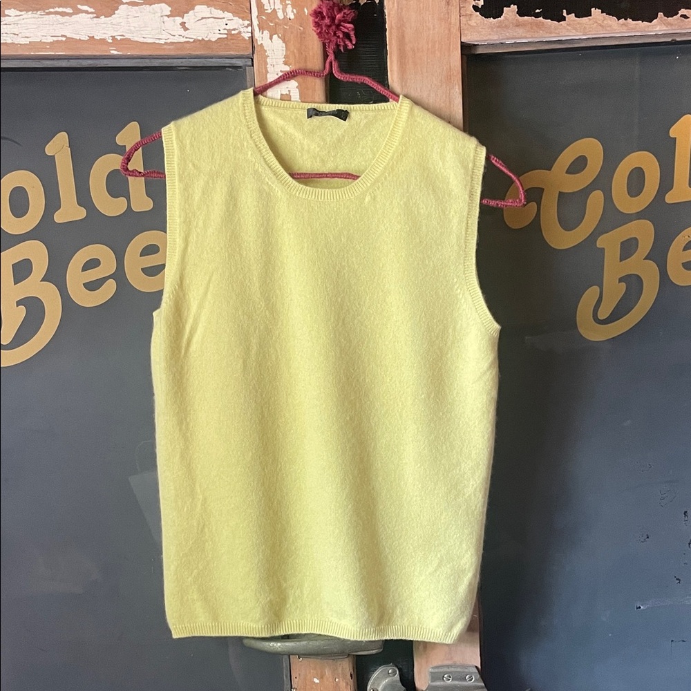 Manrico Cashmere Lemon Yellow Sleeveless Top, small